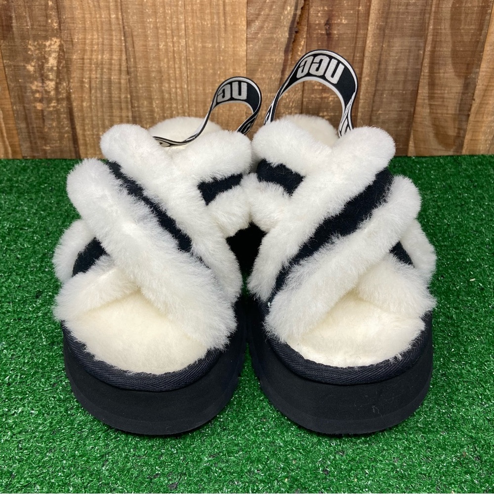 UGG 1121550 Suede Disco Cross Slide Sandal White Womens SZ 7, 8 - Picture 2 of 11